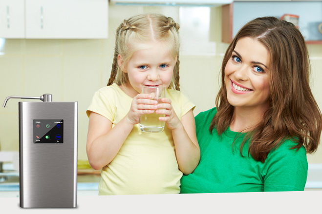 Mother and Daughter Drinking Hydrogen Water